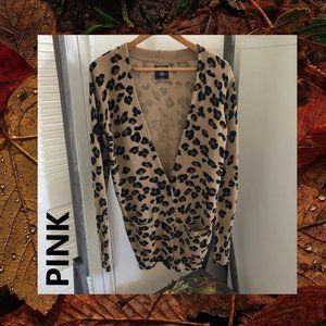 PINK Leopard Print Long Cardigan